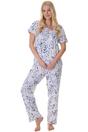 Blue Camille Lingerie Blue Lightweight Floral Print Pyjama Set, Image 1 of 5