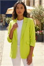 Lime Ruched 3/4 Sleeve Stretch Blazer , Image 1 of 4