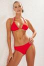 Red WOVCOR Red Triangle Bikini Set with Multi Strap Detail, Image 1 of 4