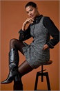 Black Printed Button Pinafore Dress, Image 1 of 7