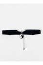 Black Faux Velvet Choker Necklace with YingYang, Image 1 of 2