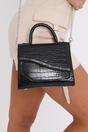 Black Croc Textured PU Mini Grab Bag - Leia, Image 1 of 3