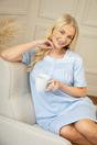 Blue Camille Lingerie Blue Cotton Short Sleeve Polka Dot Nightdress, Image 4 of 6
