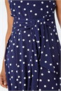 Navy  Petite Polka Dot Tie Waist  Asymmetric Dress, Image 5 of 5