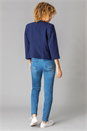 Navy  Textured Cropped Jacket, Image 3 of 4