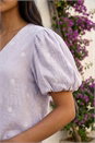 Lilac Petite Embroidered V-Neck Top, Image 4 of 4