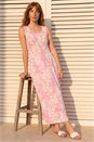Pink Leaf Print Crinkle Dress, Image 2 of 4