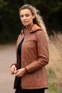 Tan Real Leather Hooded Duffle Jacket, Image 1 of 5