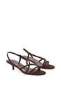 Brown XY LONDON Brown 'Kayla' Slip On Strappy Slingback Kitten Heeled Sandals, Image 3 of 6