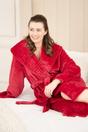 Burgundy Camille Lingerie Burgundy Supersoft Fleece Ribbed Collar Robe, Image 5 of 7