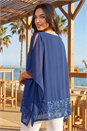 Blue Sequin Hem Contrast Tunic Top, Image 3 of 4