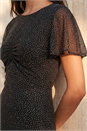 Black Petite Studded Mesh Midi Dress, Image 4 of 4