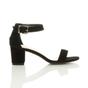 Black AJVANI Black Mid Block Heel Ankle Strap Sandals, Image 2 of 6