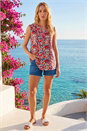 Red Floral Pintuck Shirt, Image 2 of 4