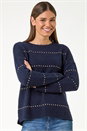Midnight Blue Shimmer Detail Knit Jumper, Image 1 of 5