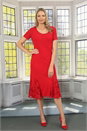 Red Julianna Lace Insert Godet Dress, Image 1 of 5