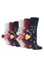 Light Pink 6 Pairs Ladies Non Elastic Patterned Socks, Image 1 of 5