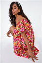 Pink Dusk Floral Print Shirred Midi Dress, Image 1 of 5