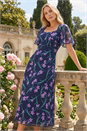 Navy  Petite Floral Midi Dress, Image 2 of 4