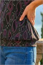 Black Printed Banded Hem Stretch Top, Image 4 of 4