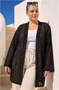Black Curve Open Knit Cardigan, Image 1 of 4
