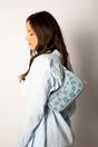 Blue Floral Print Miniture Shoulder Bag With Chain, Image 5 of 5