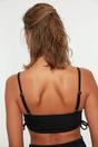 Black Square Neck Ruched Side Detail Bikini Top, Image 3 of 3