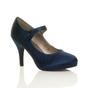 Navy Blue AJVANI Navy Blue High Heel Mary Jane Court Shoes, Image 1 of 6