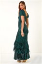 Emerald Puff Sleeve Tiered Hem Maxi Dress, Image 4 of 7