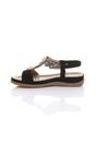 Black AJVANI Black Slingback Beaded T-Bar Sandals, Image 3 of 4