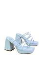 Blue XY LONDON Blue 'Colt' Strappy Square Toe High Block Heel Platform Mule Sandals, Image 5 of 5