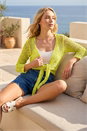 Lime Waterfall Popcorn Knitted Cardigan, Image 1 of 4