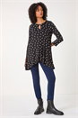 Black Bow Print Cutout Tunic Top, Image 4 of 5