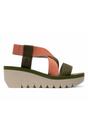 Dark Green Womens Casual Wedge Sandals -YABI922FLY, Image 1 of 3