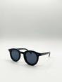 Black Classic Bold Rounded Sunglasses in Black, Image 3 of 6