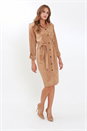Brown Julianna Faux Suede Button Through Shirt Dress, Image 1 of 3