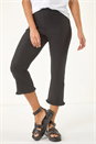 Black Trim Flared Cropped Stretch Trousers, Image 4 of 5