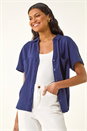 Navy Linen Blend Collared Shirt, Image 1 of 5