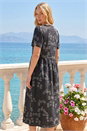 Black Floral Denim Shirt Dress, Image 3 of 4