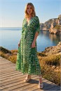 Green Boho Aztec Maxi Dress, Image 2 of 4
