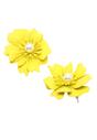 Yellow Floral Pearl Stud Earrings In Light Pink, Image 3 of 5