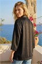 Black Relaxed Textured Blazer , Image 3 of 4