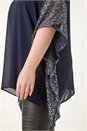 Navy  Curve Sequin Trim Overlay Top, Image 5 of 5