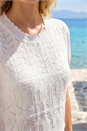 Ivory  Pointelle Knit Tee, Image 4 of 4