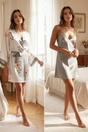 Multi 2 Piece Satin Nightdress Set with Belted Floral Robe, Image 1 of 7