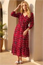 Red Embroidered Leaf Midi Dress, Image 2 of 4