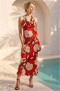 ORANGE Floral Print Satin Bias Cut Bodycon Dress, Image 1 of 4
