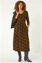 Amber Floral Print Button Detail Midi Dress, Image 2 of 5
