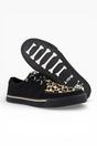 Black TUK Footwear Black Pointed Creeper Sneaker Leopard Canvas Shoes, Image 5 of 8