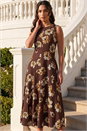 Chocolate Floral Panel Midi Dress, Image 2 of 4